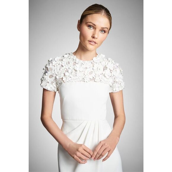 SACHIN & BABI Marist Gown - Ivory Crepe Embroidered Gown - Picture 3 of 14